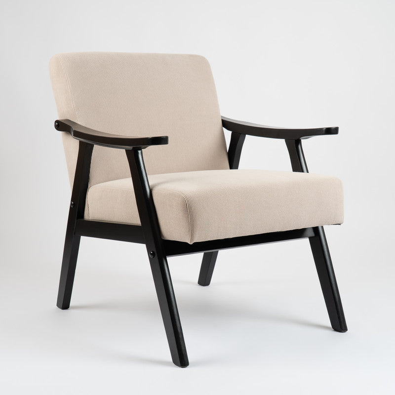 Beige Cord Flat Arm Chair